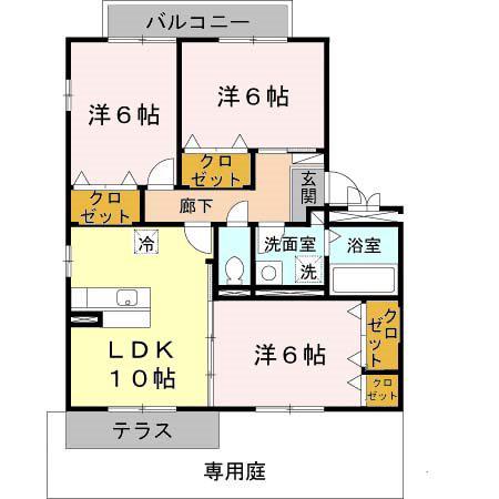 クレールE(3LDK/3階)の間取り写真