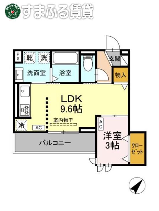 カーサ・クレール(1LDK/3階)の間取り写真
