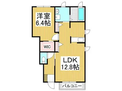 ディアス オークB(1LDK/1階)の間取り写真