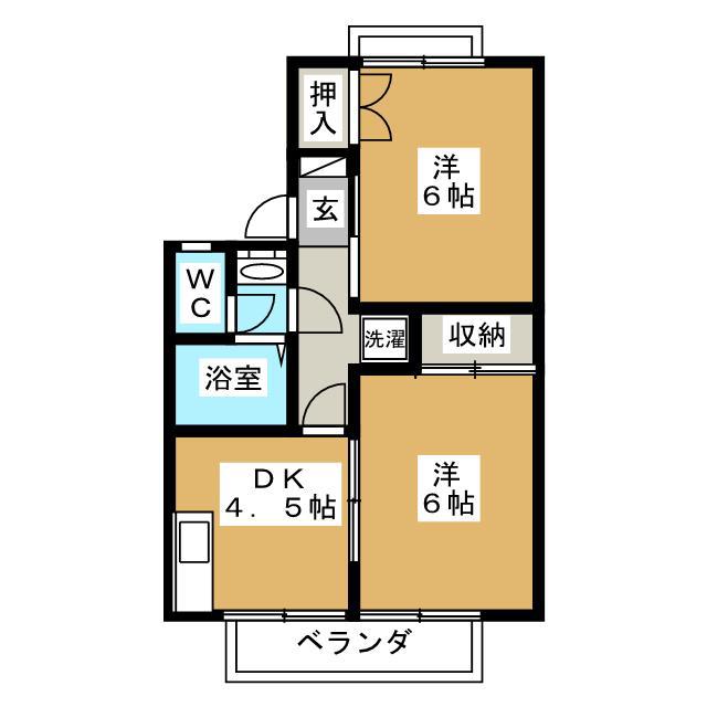 フォーダイヤモンズタウン A棟(2K/1階)の間取り写真