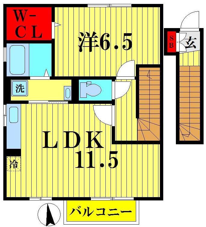 パークハイツ(1LDK/2階)の間取り写真