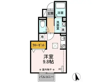 FLORIA(ワンルーム/1階)の間取り写真