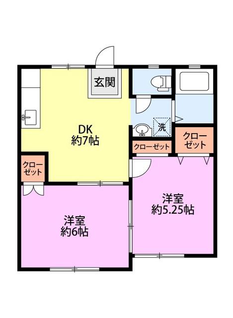 コーポ青山(2DK/1階)の間取り写真