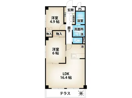 ドミール東大宮(2LDK/1階)の間取り写真