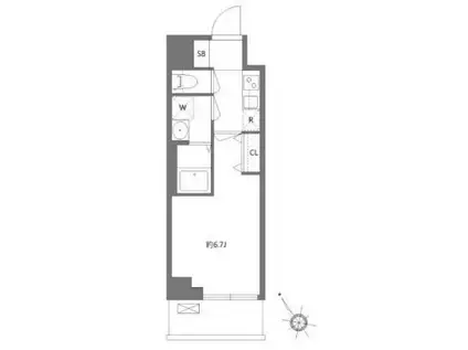 ケイディーエックスレジデンス原木中山(1K/5階)の間取り写真