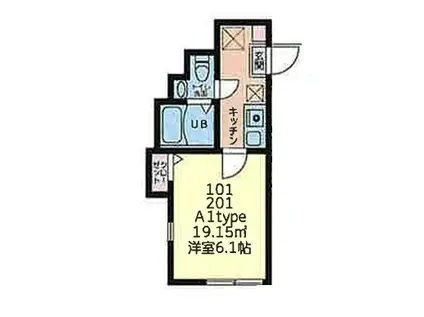 プラナス西谷II(1K/1階)の間取り写真