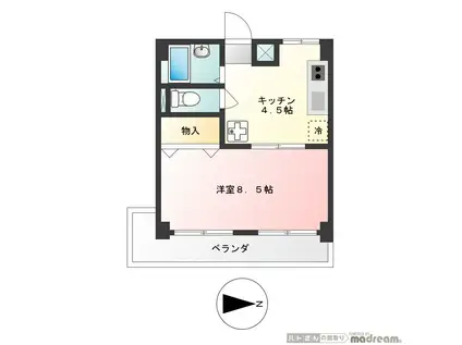 第2中込マンション(1K/6階)の間取り写真