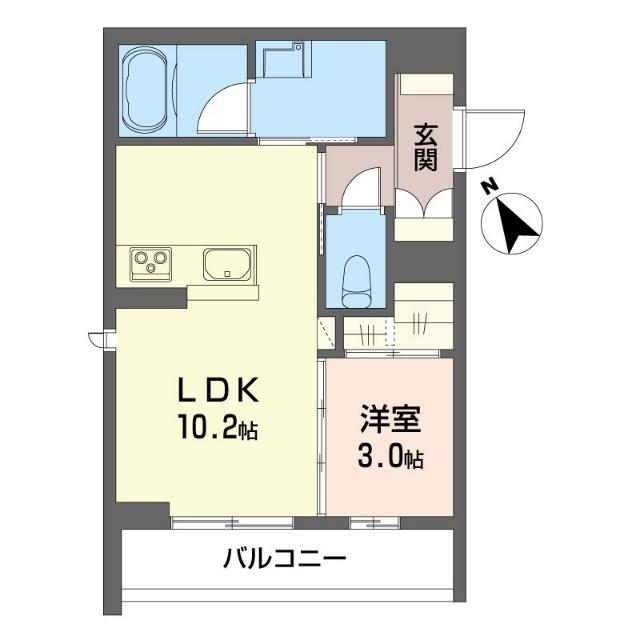 ブルーム ユー 今泉(1LDK/3階)の間取り写真