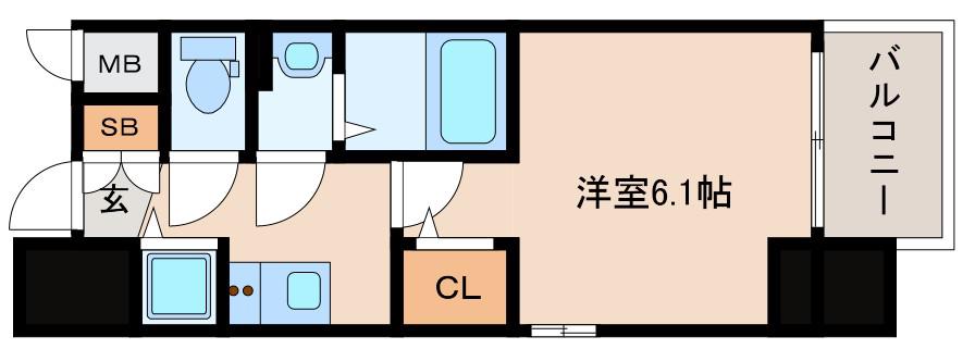 エスリード新大阪グランゲートノース(1K/6階)の間取り写真