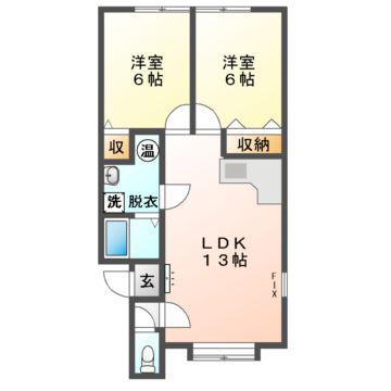 Mハイツ高砂12(2LDK/1階)の間取り写真