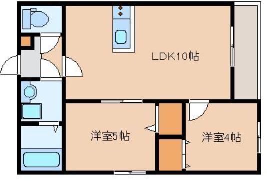 グランド AK 箱崎(2LDK/1階)の間取り写真