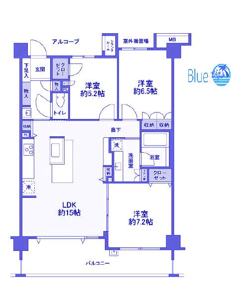 グランマーレ横浜 八景島 センターコート(3LDK/3階)の間取り写真
