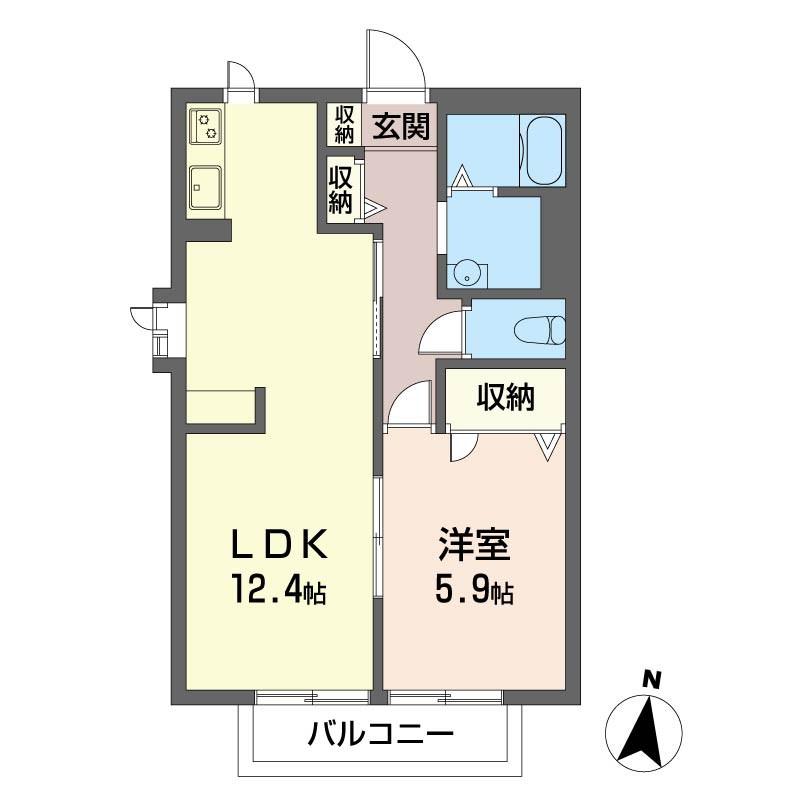 シャトーイーグルC棟(1LDK/2階)の間取り写真