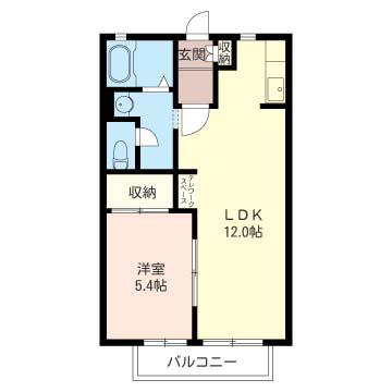 レジデンスI(1LDK/1階)の間取り写真
