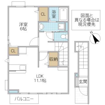 シエスタ(1LDK/2階)の間取り写真