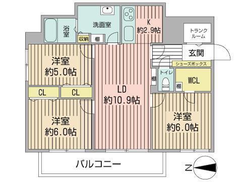 PARTIRE CENT(3LDK/9階)の間取り写真