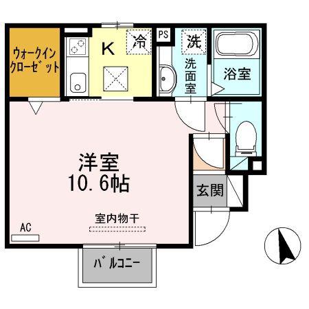 ルミー奈(1K/1階)の間取り写真