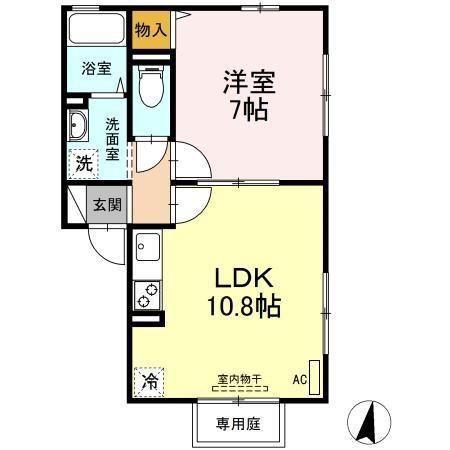 プリメーラいそあいII(1LDK/1階)の間取り写真