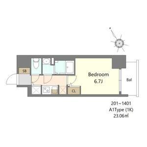 S-RESIDENCE堺湊駅前AZURE(1K/3階)の間取り写真