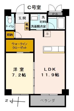 サンマリン安里(1LDK/3階)の間取り写真