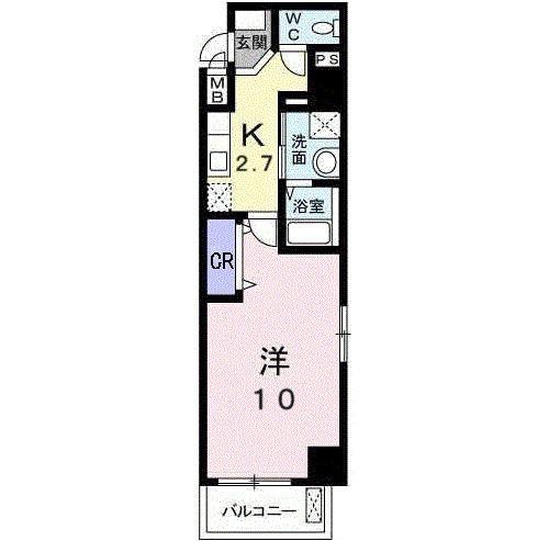 ティアラ庚午中(1K/2階)の間取り写真