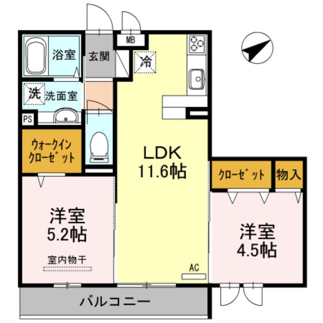 リヴェールII(2LDK/3階)の間取り写真