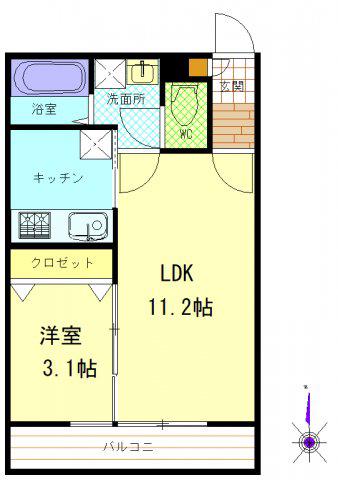 タピーロ(1LDK/2階)の間取り写真
