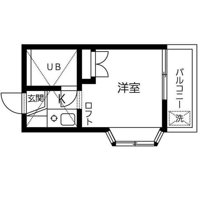 パピヨン豊町(1K/2階)の間取り写真