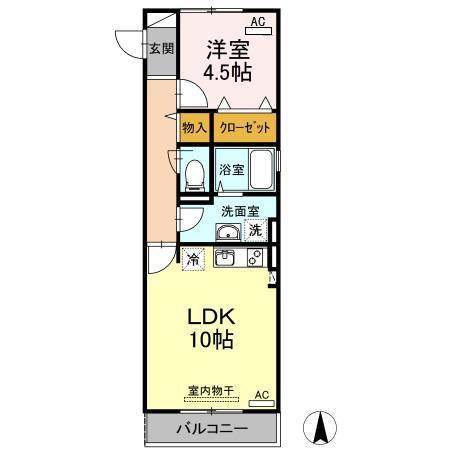 夢りんどうI(1LDK/3階)の間取り写真