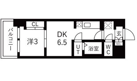 D.CLAREST玉造(1DK/3階)の間取り写真