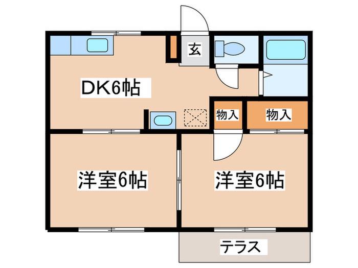 JR東海道本線 茅ケ崎駅 バス乗車時間:8分 最寄りバス停で下車 徒歩1分 2階建 築42年(2DK/1階)の間取り写真