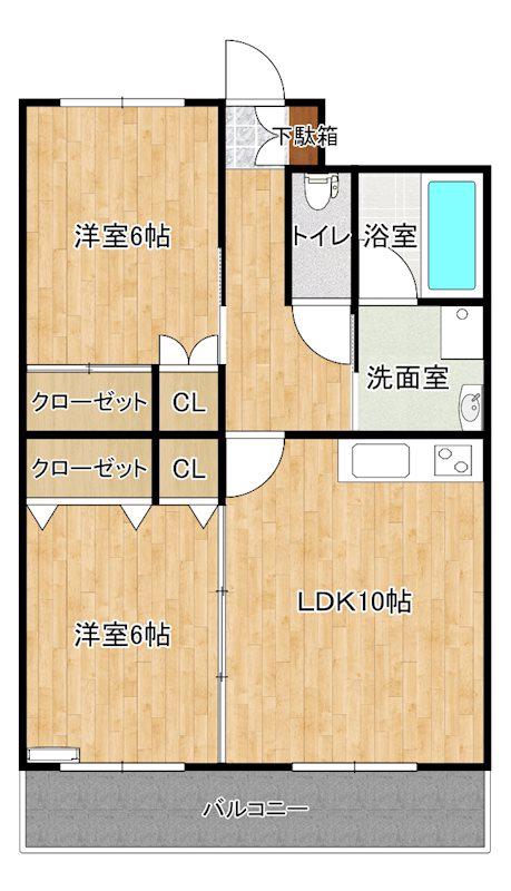 アルバコートF(2DK/3階)の間取り写真