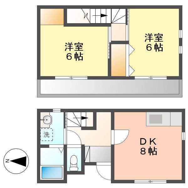 ブラン上吉田(2DK/1階)の間取り写真