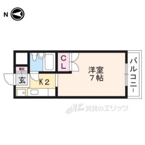 グレセントYYU―Ⅱ(1K/4階)の間取り写真