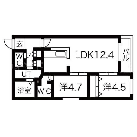 REJOICE東札幌(2LDK/5階)の間取り写真