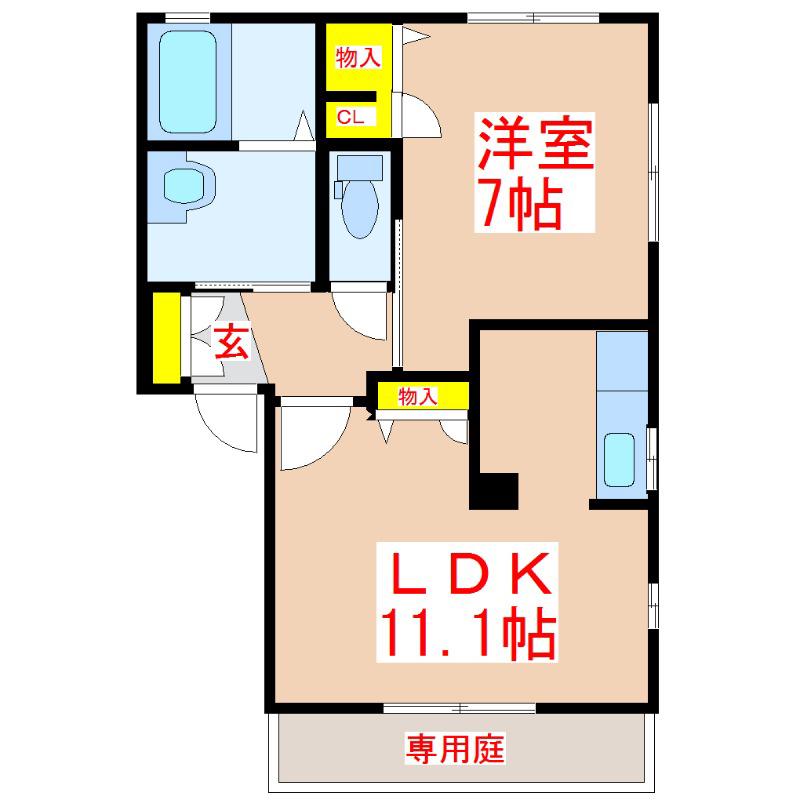 すみれ荘 (1LDK/1階)の間取り写真