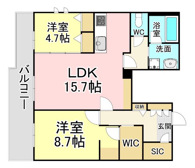 HERITAGE NAKAI MANOIR(2LDK/3階)の間取り写真