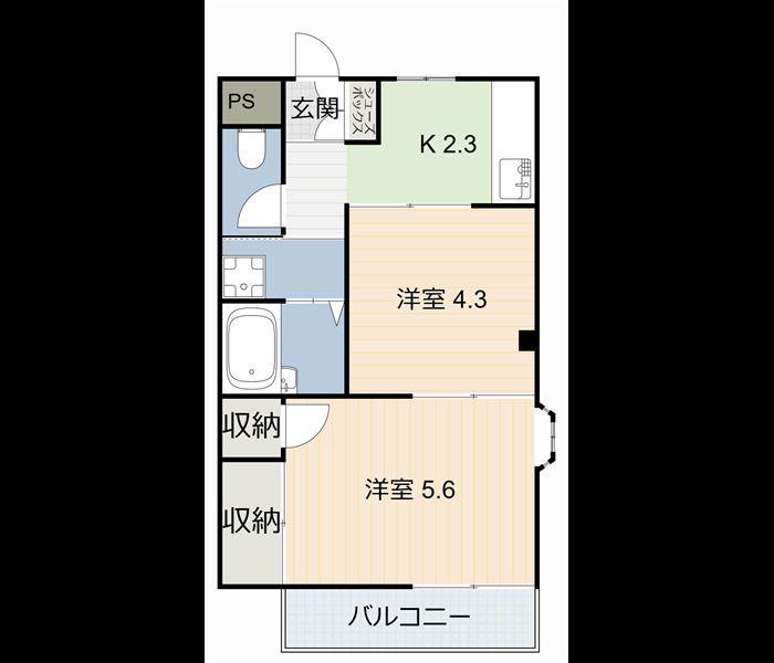 エルディム今伊勢(2K/2階)の間取り写真