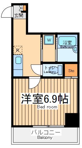 ティーズガーデン小田急相模原(1K/4階)の間取り写真