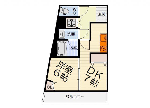 ヴァンティアン(1DK/7階)の間取り写真