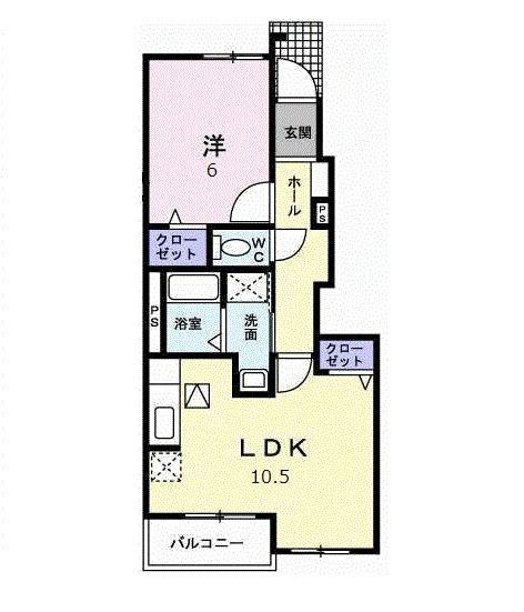プルメリア B(1LDK/1階)の間取り写真