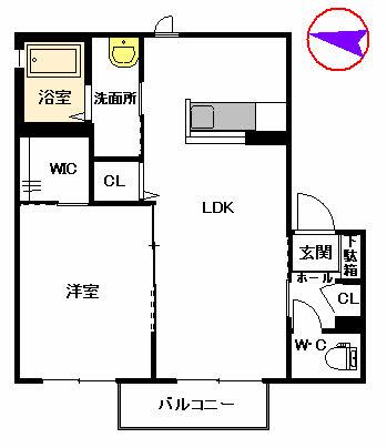 セントラルサン (1LDK/2階)の間取り写真