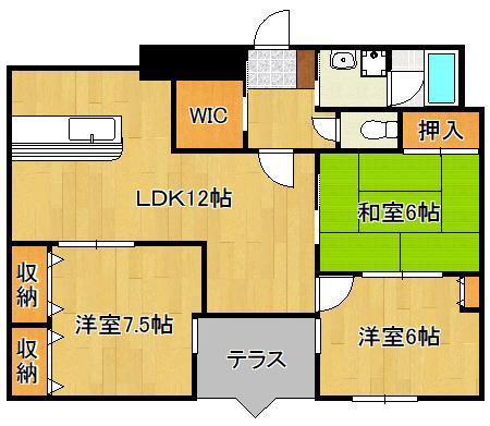 レイブリック東水町(3LDK/1階)の間取り写真