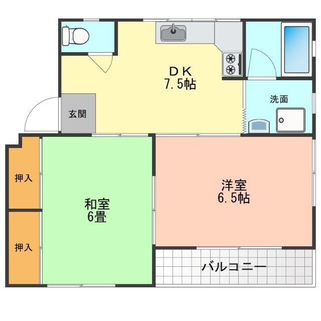 パークハイツ柏(2DK/1階)の間取り写真