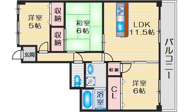 ヴェルドミール桃山台(3LDK/4階)の間取り写真