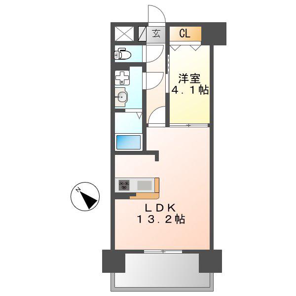 PRIMAL千種LUNO(1LDK/5階)の間取り写真