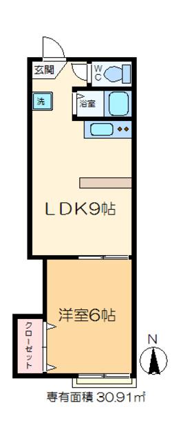 叶コーポ(1LDK/1階)の間取り写真
