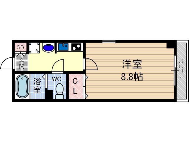 コラソンパラシオ(1K/6階)の間取り写真
