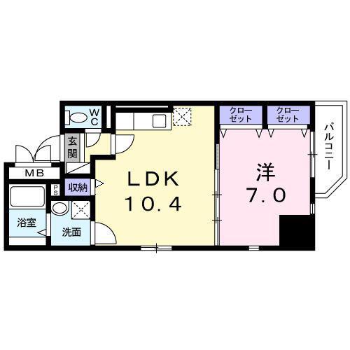 コスモ・ディエース(1LDK/8階)の間取り写真