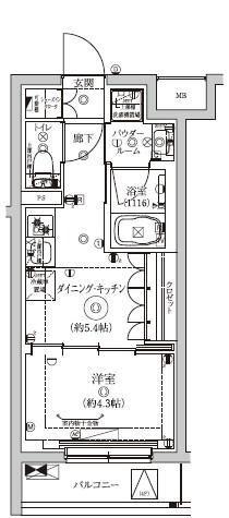 セジョリ東陽町II(1DK/2階)の間取り写真